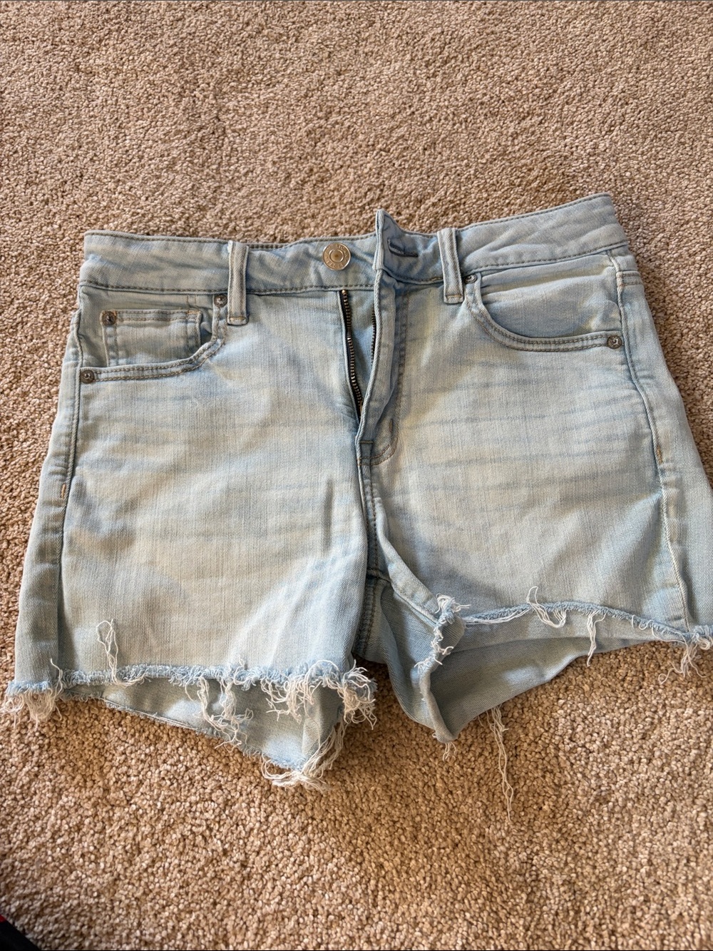 American Eagle Outfitters Light Wash Distressed Denim Shorts